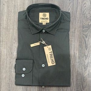 Olive green grid dress shirt